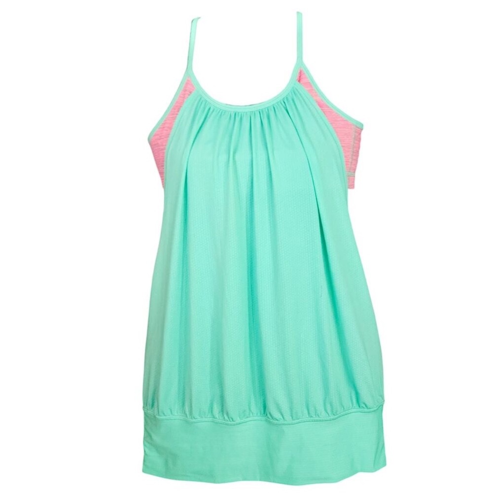 Lululemon 2-in-1 No Limits
Sports Bra Tank Top Mint Green and Pink